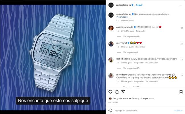 Shakira casio Instagram Publimark